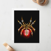 Carte De Correspondance Araignée steampunk sur fond noir (Devant/Arrière en situation)
