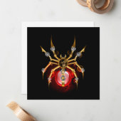 Carte De Correspondance Araignée steampunk sur fond noir (Devant/Arrière en situation)