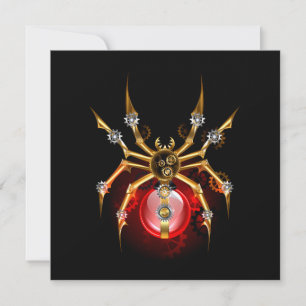 Carte De Correspondance Araignée steampunk sur fond noir