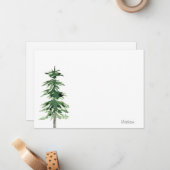 Carte De Correspondance Arbre à pin aquarelle (Devant/Arrière en situation)