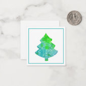 Carte De Correspondance Arbre Abstrait Soie Aqua & Vert (Devant/Arrière en situation)