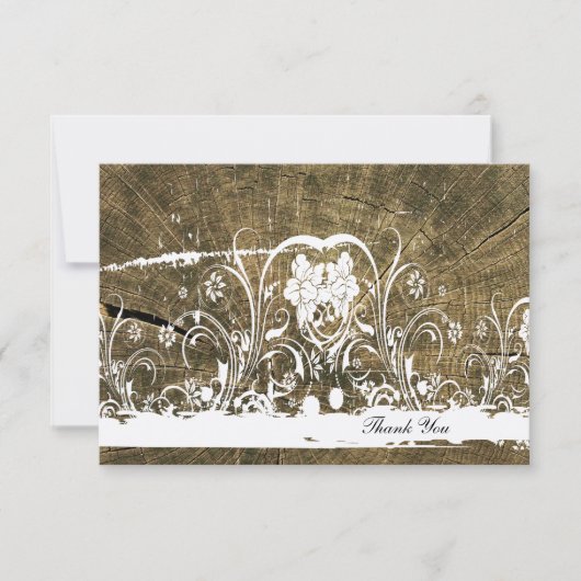 Carte De Correspondance Arbre Anneaux Shabby Dentelle merci notes (Devant)