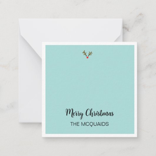 Carte De Correspondance Arbre de Noël à l'aquarelle avec un renne nommé (Dos)