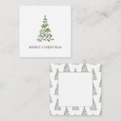 Carte De Correspondance Arbre de Noël à l'aquarelle mignonne (Devant / Derrière)