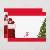 Carte De Correspondance Arbre de Noël à monogramme personnalisé écriture m (Devant / Derrière)