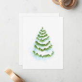 Carte De Correspondance Arbre de Noël aquarelle (Devant/Arrière en situation)