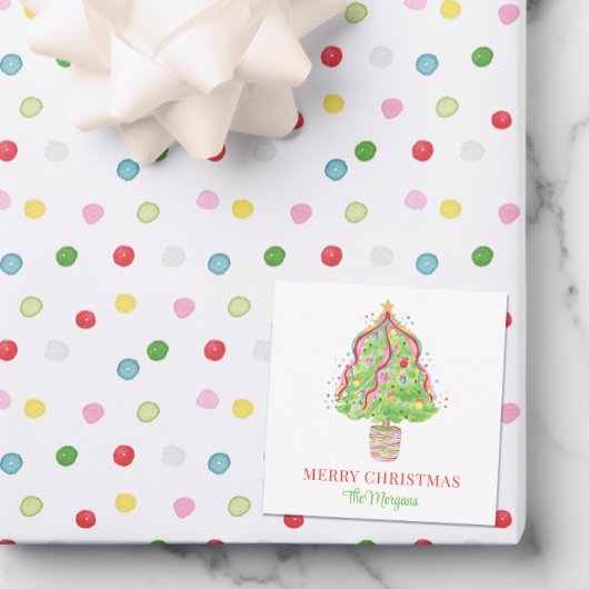 Carte De Correspondance Arbre de Noël Confetti en aquarelle