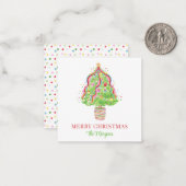 Carte De Correspondance Arbre de Noël Confetti en aquarelle (Devant/Arrière en situation)