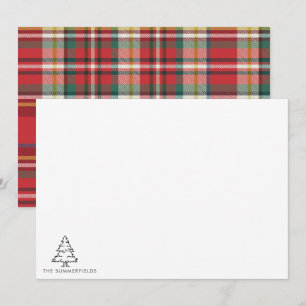 Carte De Correspondance Arbre de Noël esquissé Monogramme Famille de vacan