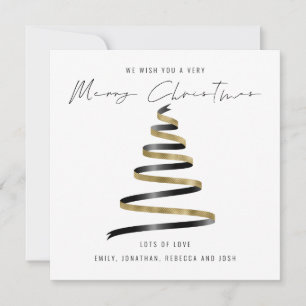 Carte De Correspondance Arbre de Noël noir or 2027 Calendrier Joyeux Noël