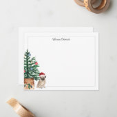 Carte De Correspondance Arbre de Noël Pug Vacances (Devant/Arrière en situation)