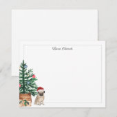 Carte De Correspondance Arbre de Noël Pug Vacances (Devant / Derrière)