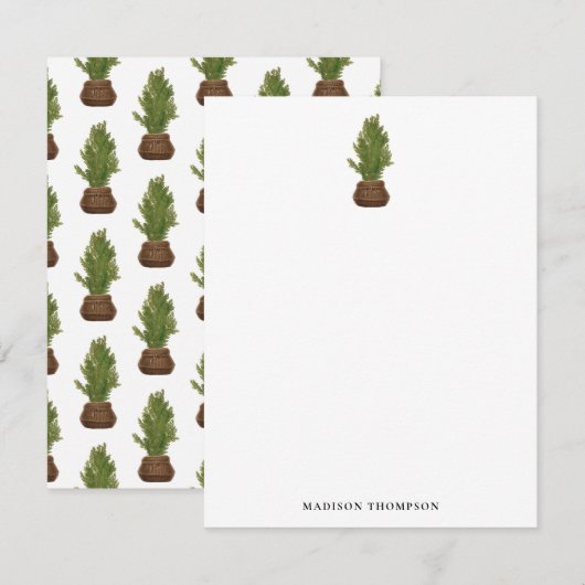 Carte De Correspondance Arbre de Noël rustique moderne aquarelle de fêtes (Devant / Derrière)