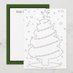 Carte De Correspondance Arbre de Noël unisex enfants colorier ajouter le m