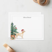 Carte De Correspondance Arbre de Noël Yellow Labrador Retriever Vacances (Devant/Arrière en situation)