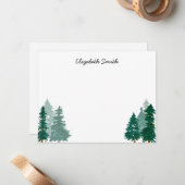 Carte De Correspondance Arbres boisés rustiques Aquarelle moderne (Devant/Arrière en situation)