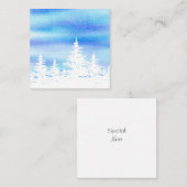 Carte De Correspondance Arbres enneigés bleu violet lavis aquarelle (Devant / Derrière)