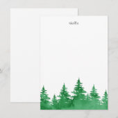 Carte De Correspondance Arbres verts émeraude aquarelle (Devant / Derrière)