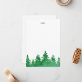 Carte De Correspondance Arbres verts émeraude aquarelle (Devant/Arrière en situation)