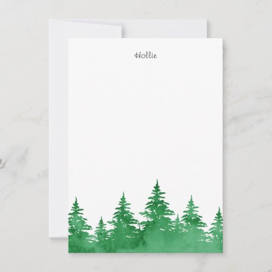 Carte De Correspondance Arbres verts émeraude aquarelle (Devant)