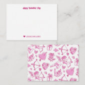 Carte De Correspondance Arc Cupidon Mignon Cœur Rose Saint-Valentin (Devant / Derrière)