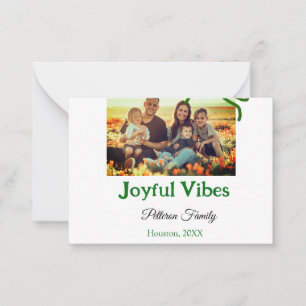 Carte De Correspondance Arc en ruban vert vibes joyeuses ajoutez photo nom