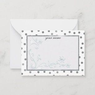 Carte De Correspondance argent blanc élégant monogrammed