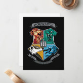 Carte De Correspondance Armoiries HOGWARTS™ à hachures croisées (Devant/Arrière en situation)