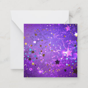 Carte De Correspondance Arrière - plan de feuille violet avec étoiles
