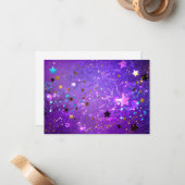 Carte De Correspondance Arrière - plan de feuille violet avec étoiles (Devant/Arrière en situation)