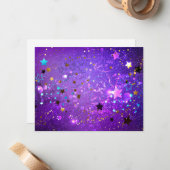 Carte De Correspondance Arrière - plan de feuille violet avec étoiles (Devant/Arrière en situation)