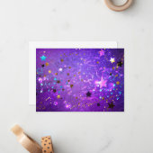 Carte De Correspondance Arrière - plan de feuille violet avec étoiles (Devant/Arrière en situation)