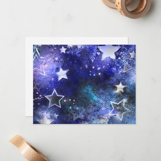 Carte De Correspondance Arrière - plan spatial avec étoiles (Devant/Arrière en situation)