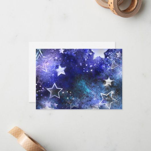 Carte De Correspondance Arrière - plan spatial avec étoiles (Devant/Arrière en situation)