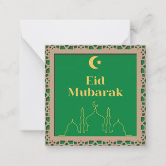 Carte De Correspondance Arrière - plan vert Aïd Moubarak avec cadre effet 