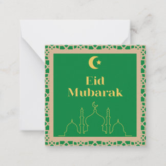 Carte De Correspondance Arrière - plan vert de l'Aïd Moubarak avec cadre B