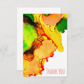 Carte De Correspondance art Abstrait alcool encre jaune vert (Devant / Derrière)