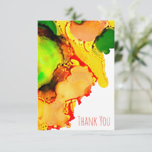 Carte De Correspondance art Abstrait alcool encre jaune vert
