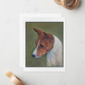 Carte De Correspondance Art Basenji rouge et blanc (Devant/Arrière en situation)