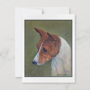 Carte De Correspondance Art Basenji rouge et blanc