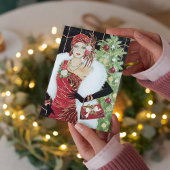 Carte De Correspondance Art déco rétro dame de Noël