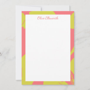 Carte De Correspondance Art marbré Abstrait Coral Chartreuse Personnalisé