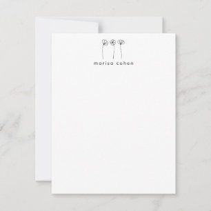 Carte De Correspondance Art minimaliste de ligne de fleurs Nom personnalis