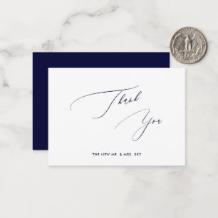Carte De Correspondance ArtsApp Marine Blue Luxe Calligraphy Merci