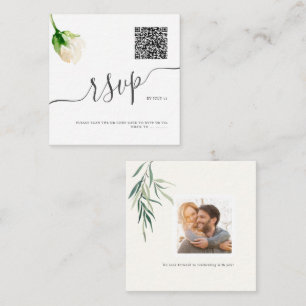 Carte De Correspondance ArtsApp QR Code RSVP Rose d'albâtre aquarelle