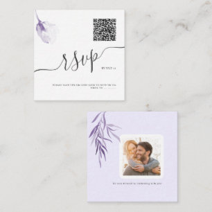 Carte De Correspondance ArtsApp QR Code RSVP Watercolor Purple Rose