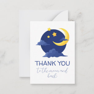 Carte De Correspondance Au baby shower garçon Merci de la Lune et du dos