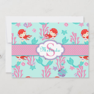 Carte De Correspondance Auburn Mermaid Merci