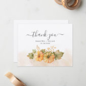 Carte De Correspondance Automne Citrouille Merci Mariage Feuille (Devant/Arrière en situation)