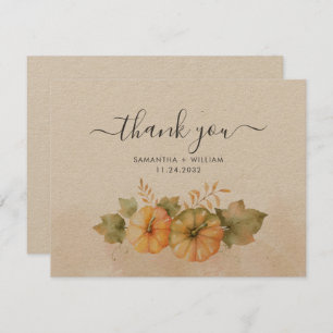 Carte De Correspondance Automne Citrouille Merci Mariage Feuille